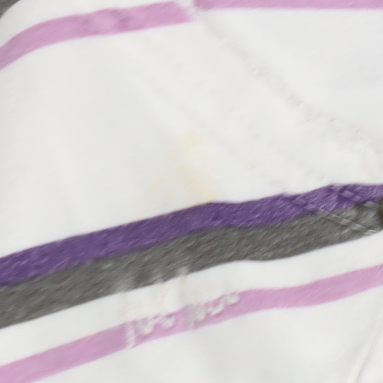 Fat Face Women's White/Purple Striped Hoodie, Size 12