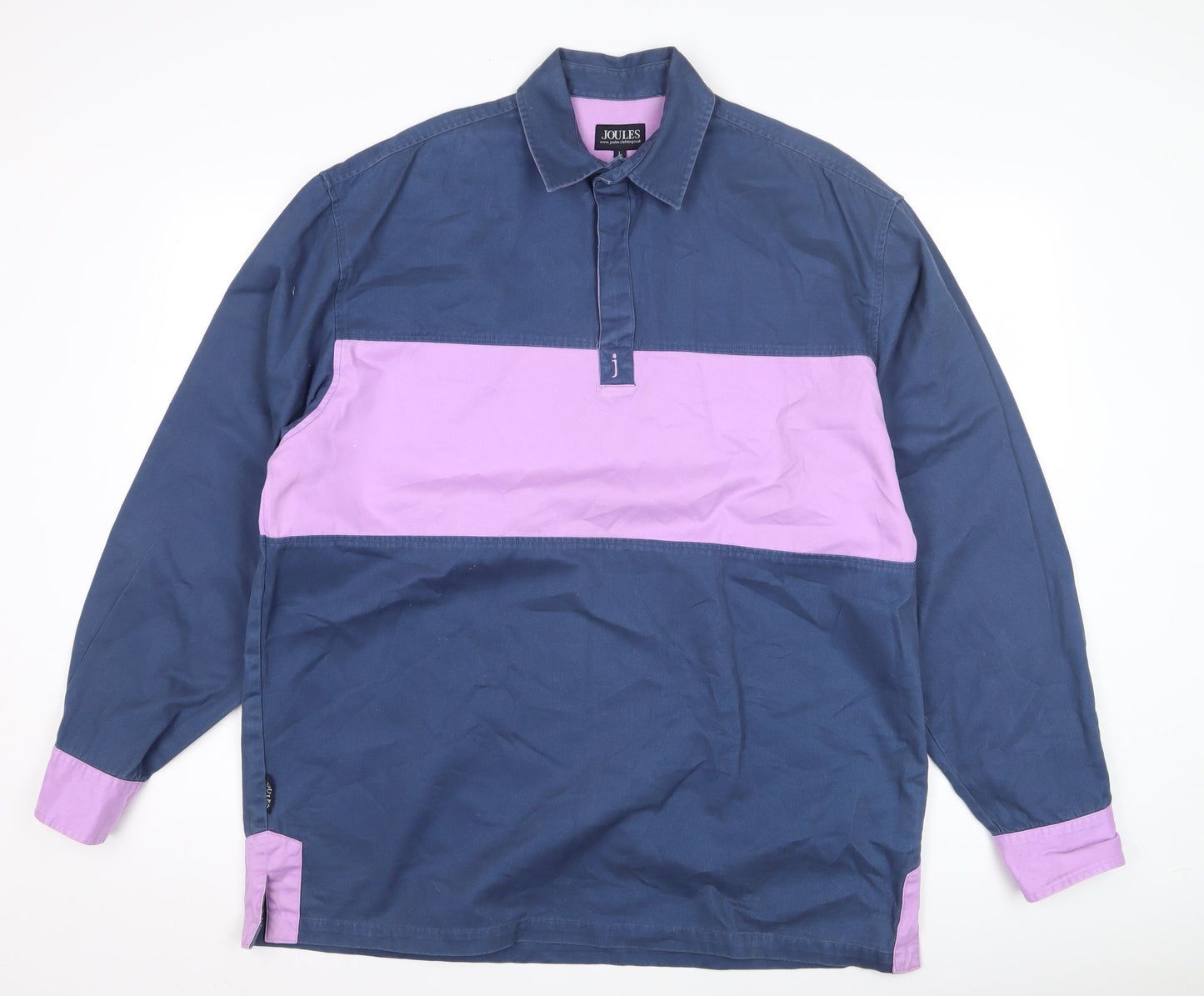 Joules Men's Blue Colourblock Polo Shirt L