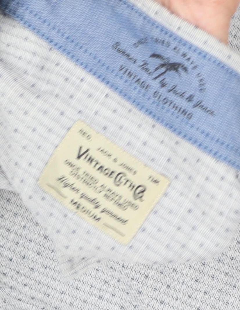 Close-up detail of Vintage Co. Men's Grey Check Short Sleeve Shirt