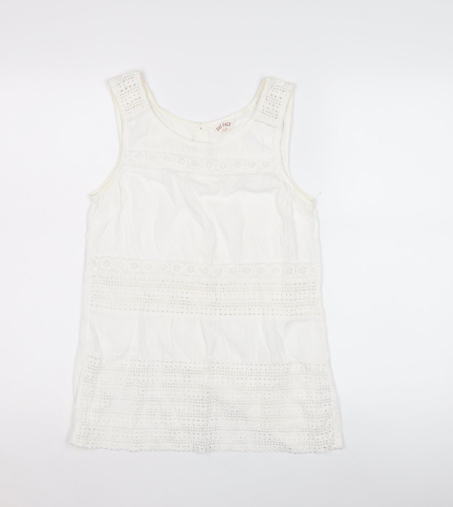 Fat Face Women's White Crochet Blouse UK 6