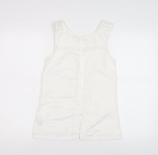 Fat Face Women's White Crochet Blouse UK 6