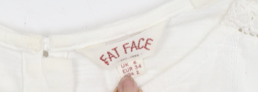 Fat Face Women's White Crochet Blouse UK 6