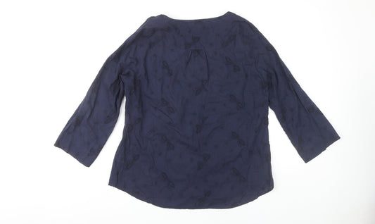 Fat Face Women's Blue Blouse, Size 14, Cotton, Casual