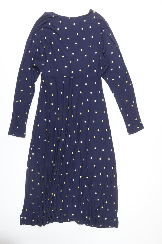 Boden Women's Blue Polka Dot Wrap Dress Size 12