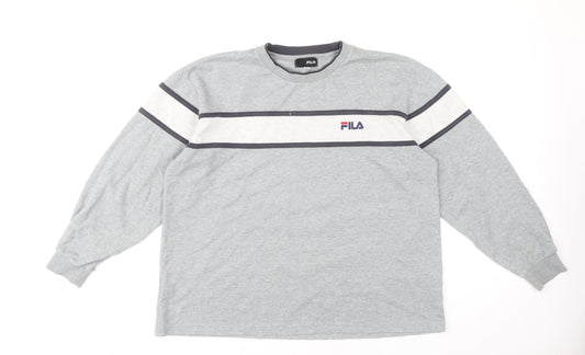 FILA Men's Grey Pullover Sweatshirt M Striped