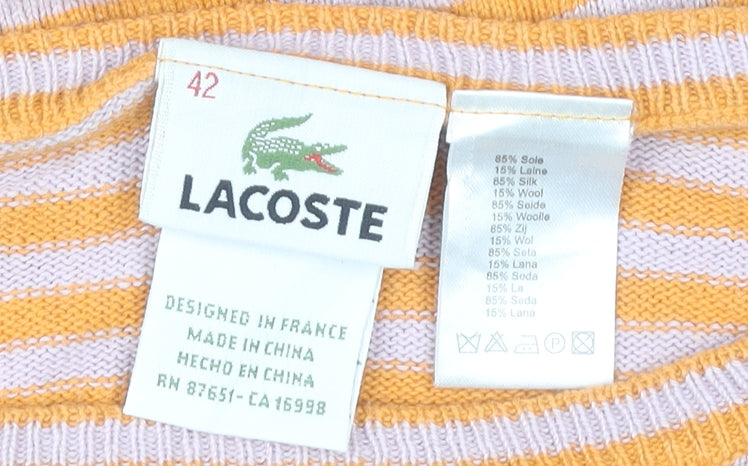 Lacoste Women's Multicoloured Striped Pullover Jumper Size 14