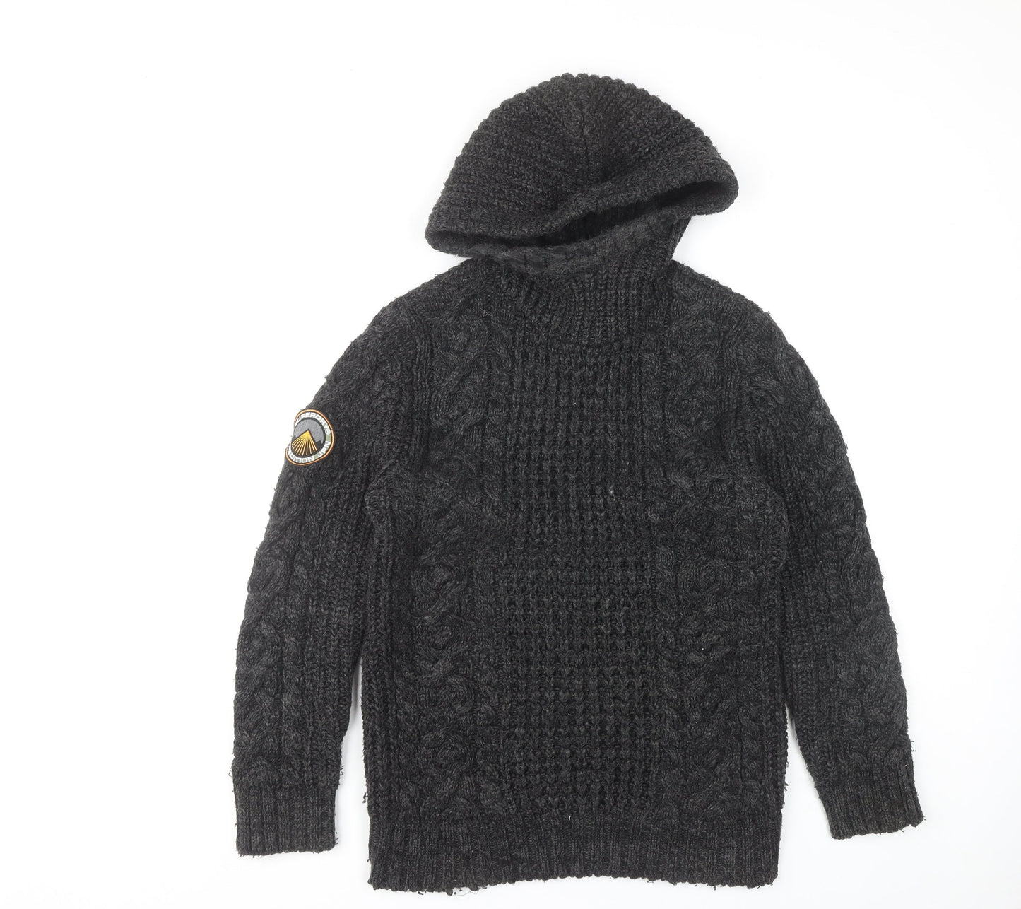 Superdry Men's Black Cable-Knit Pullover Medium