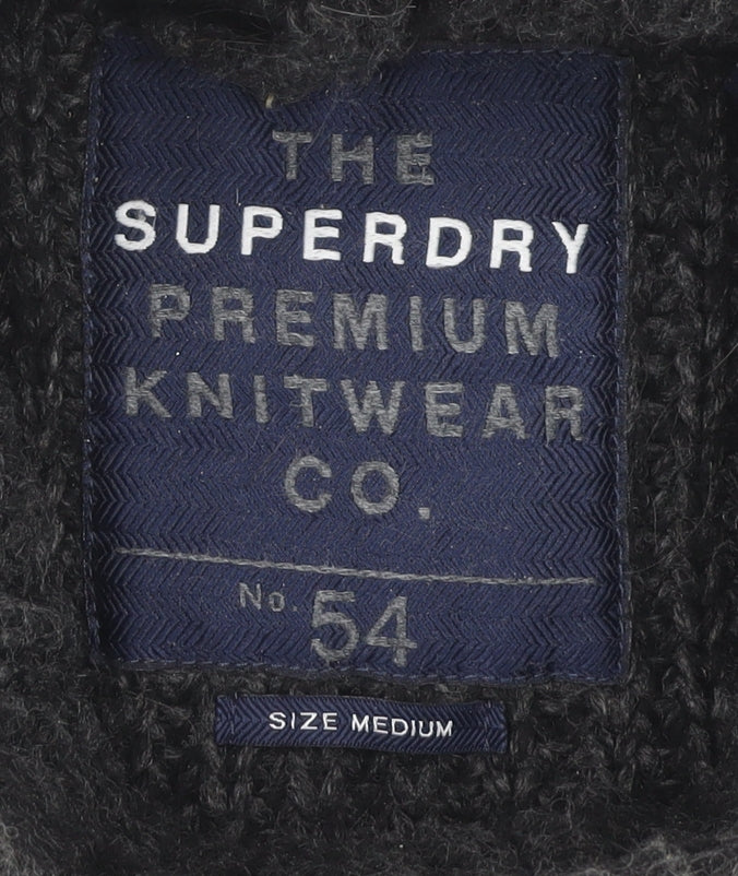 Superdry Men's Black Cable-Knit Pullover Medium