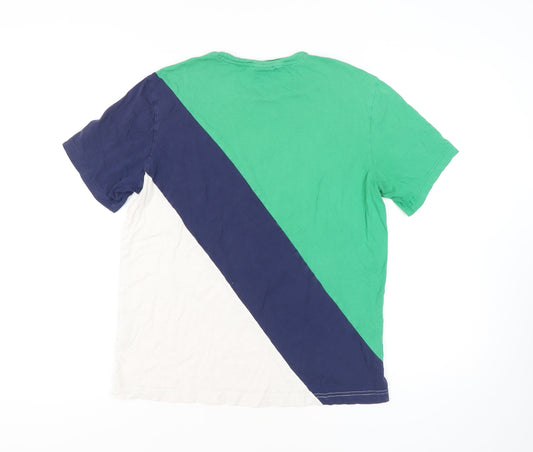 Champion Men's Green Blue White Colourblock T-Shirt, L