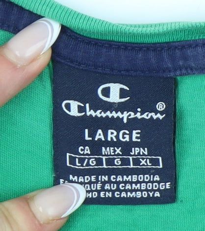 Champion Men's Green Blue White Colourblock T-Shirt, L