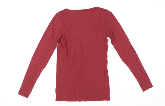 FatFace Women's Red V-Neck Long Sleeve T-Shirt