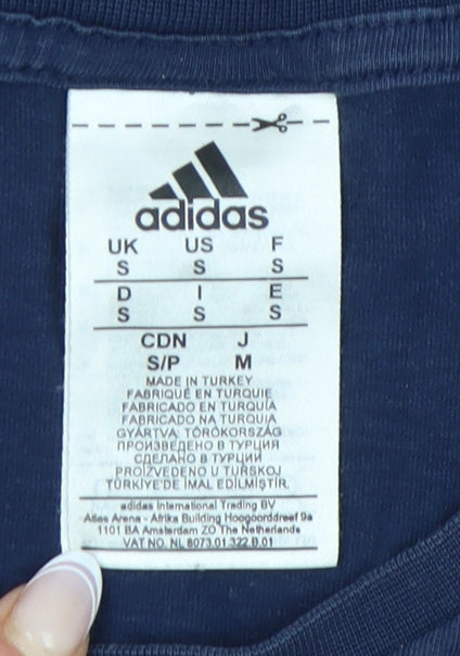 Adidas Women's Blue T-Shirt, Size S, Crew Neck