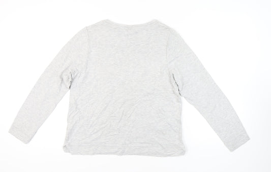 Oasis Women's Grey Pyjama Top, M, Long Sleeve, Flamingo Bells