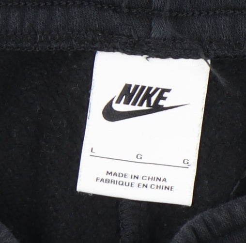 Brand and care label for Nike boys’ black jogger trousers l - activewear sports pants