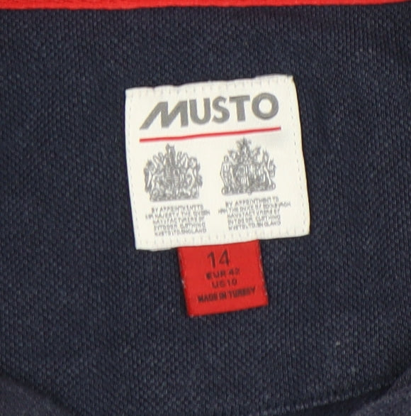 Musto Women's Blue Polo Shirt - Size 14, Cotton
