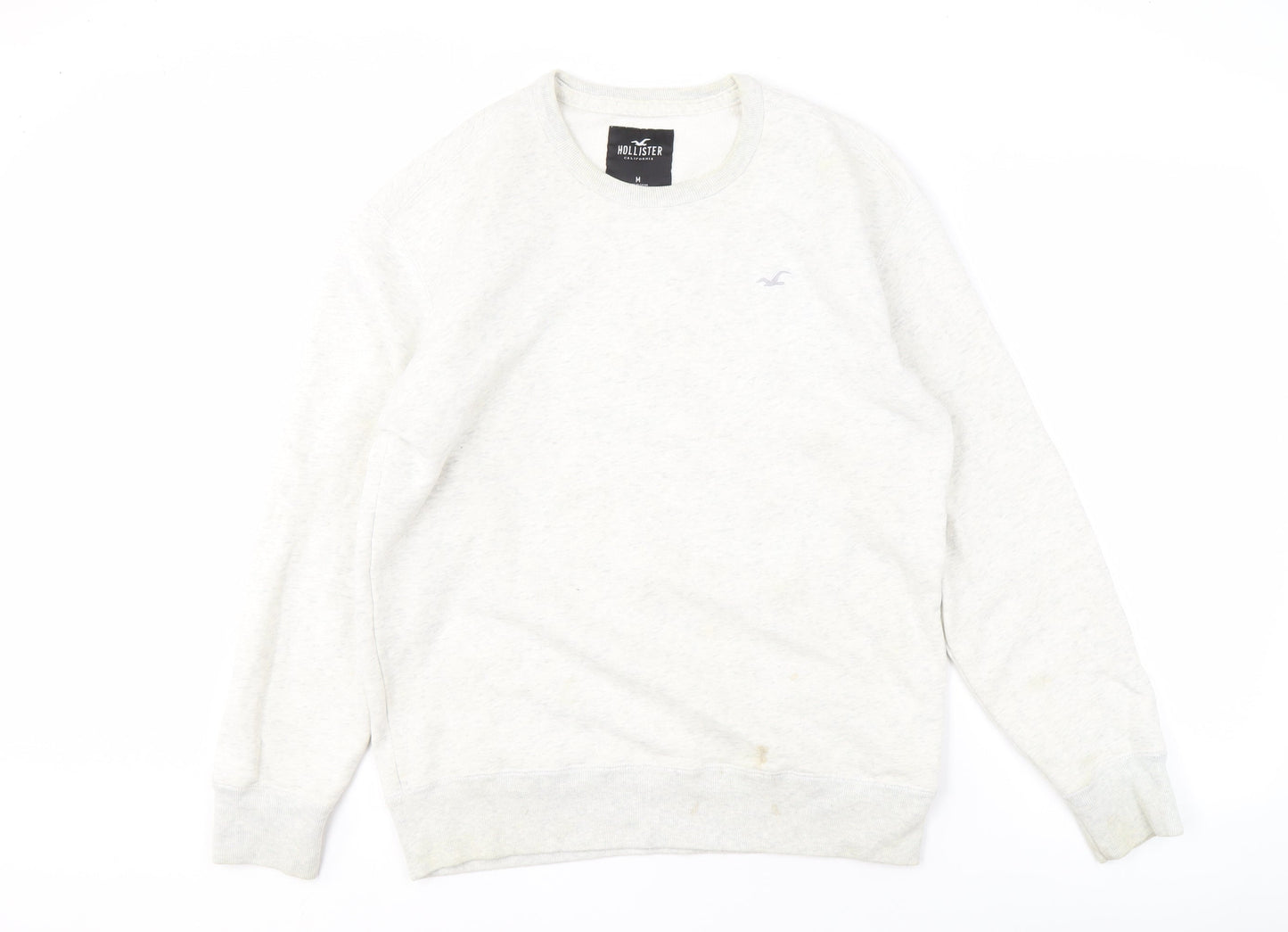Hollister Men's White Crew Neck Pullover Sweatshirt M
