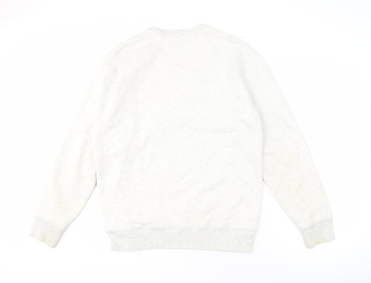 Hollister Men's White Crew Neck Pullover Sweatshirt M