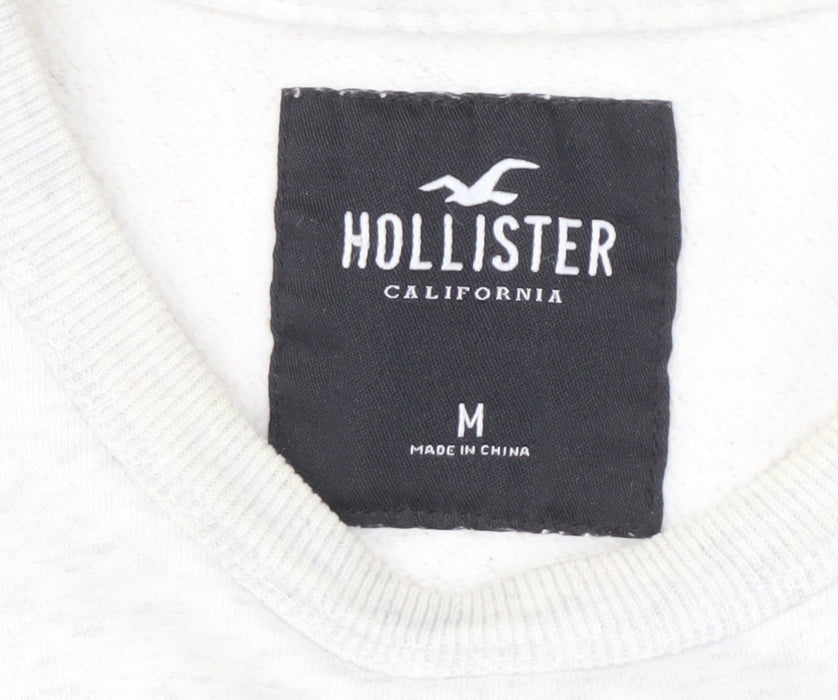 Hollister Men's White Crew Neck Pullover Sweatshirt M
