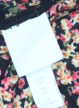 Brand and care label for H&M Women's Multicoloured XS Floral Mock Neck Top