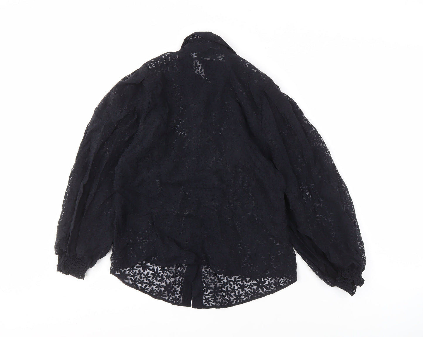 Mint Velvet Black Lace Blouse, Size 10, Women's
