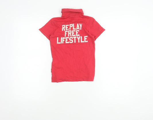 Replay Boys Red Polo Shirt, Size 6 Years, Cotton, Casual