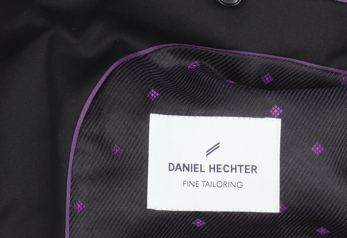 Brand and care label for Daniel Hechter Men's Black Wool Tuxedo Jacket 40R