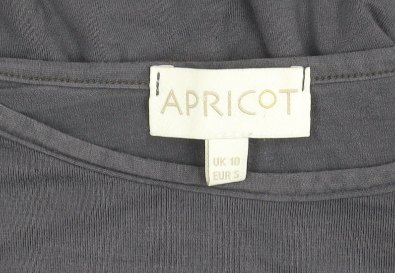 Brand and care label for Apricot Women's Grey Sleeveless Top, size 10