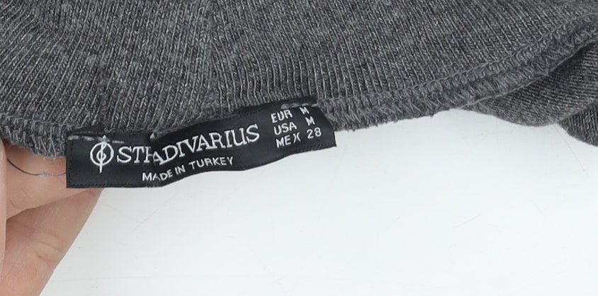 Stradivarius Women's Grey Knit High Neck Top M