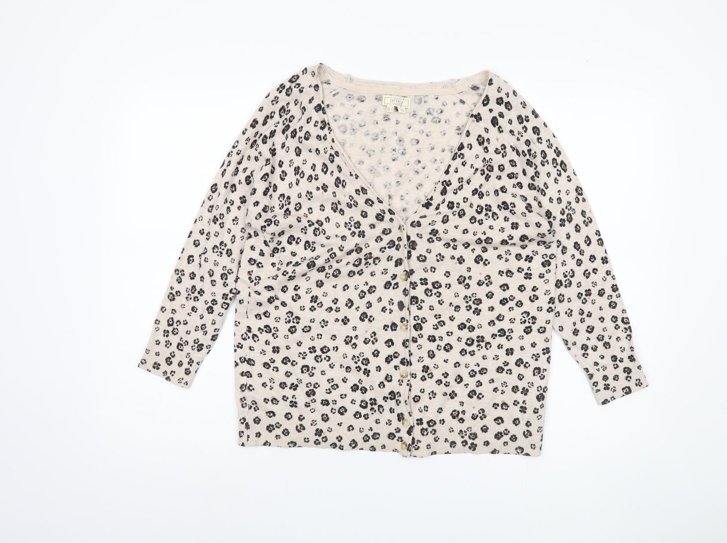 Fat Face Women’s Beige Animal Print Cardigan, Size 14