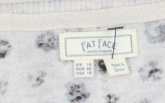 Fat Face Women’s Beige Animal Print Cardigan, Size 14