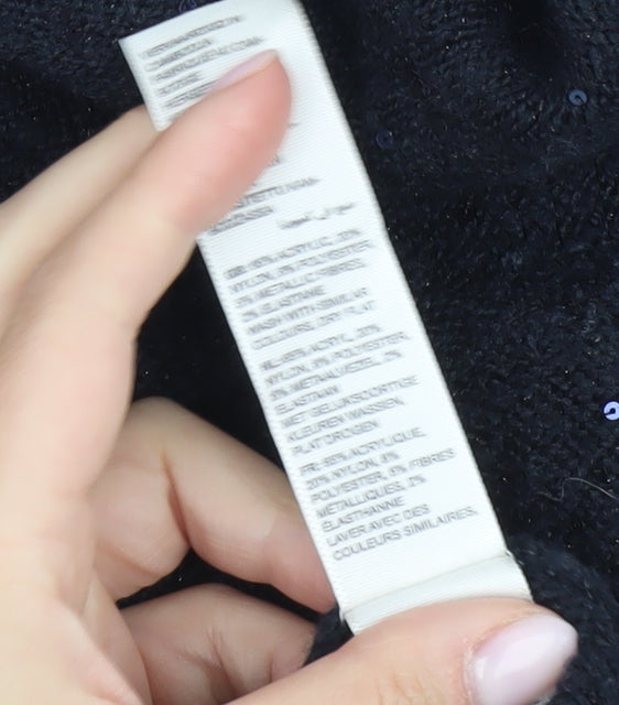 Fat Face Women's Black Sequin Crew Neck Jumper Size 14