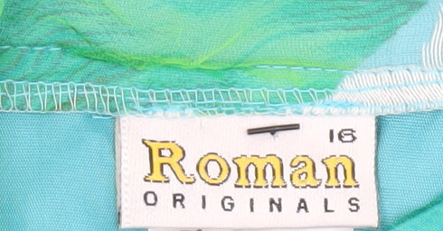 Brand and care label for Roman Originals Women's Floral Skirt, size 16, Multicoloured