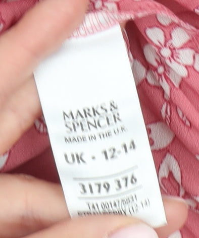 Marks and Spencer Women's Pink Floral Blouse Size 12
