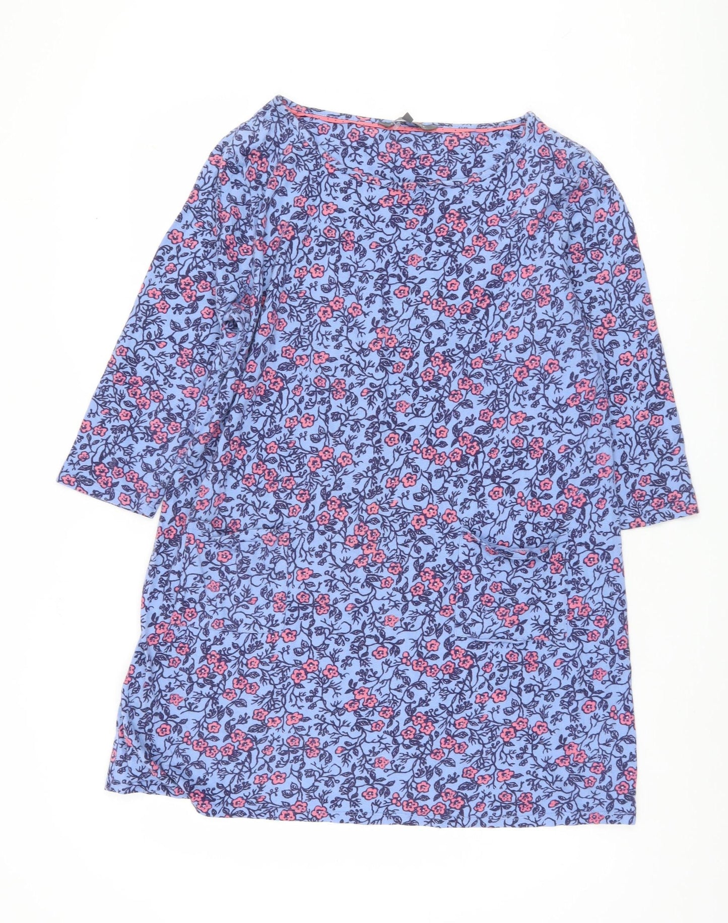 Laura Ashley Women's Blue Floral 3/4 Sleeve Blouse