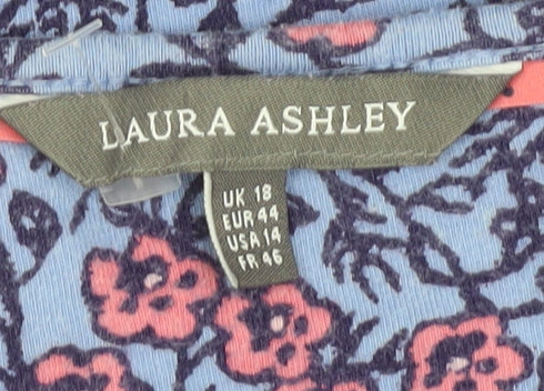 Laura Ashley Women's Blue Floral 3/4 Sleeve Blouse