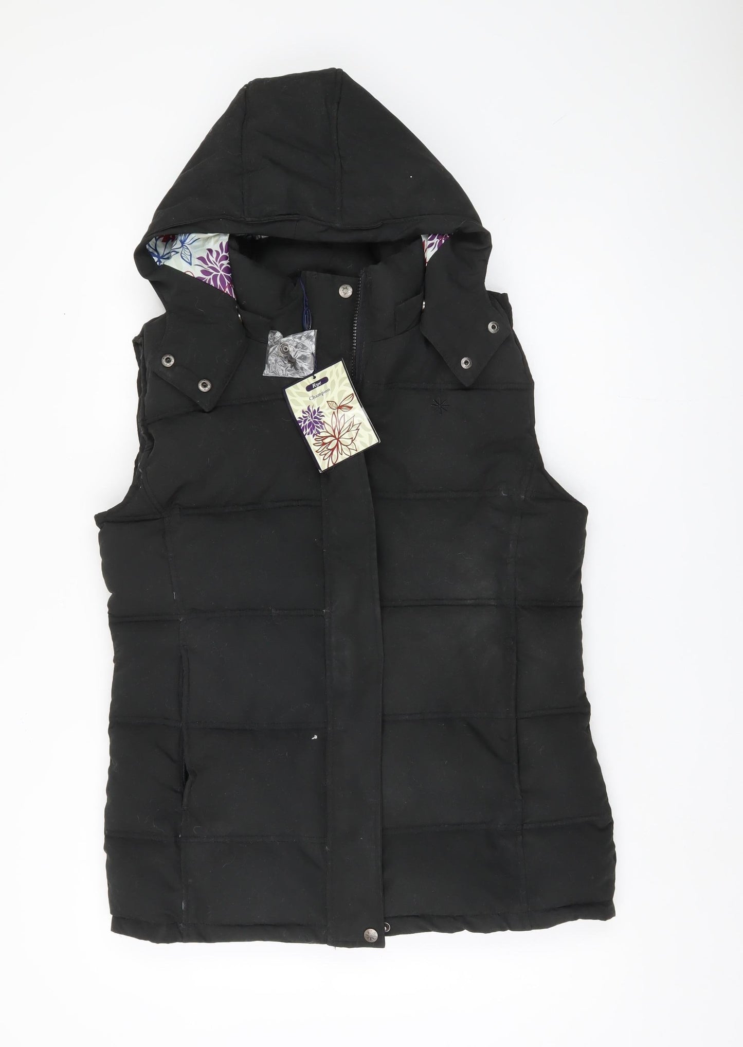 Champion Women's Black Hooded Puffer Vest Size 12