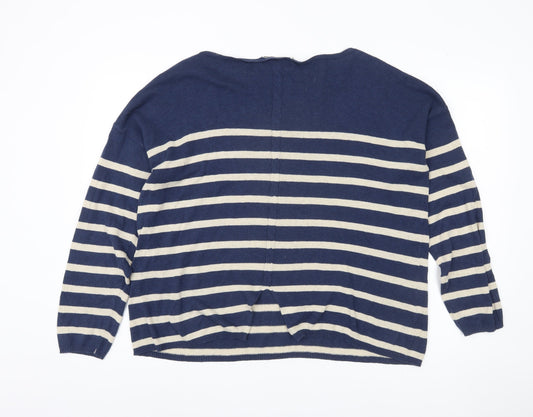 FatFace Women's Blue Striped Pullover Jumper, Size 18