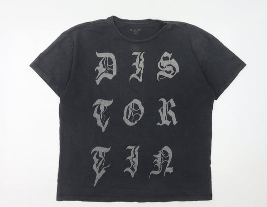 AllSaints Men's Black Medium Oversized Graphic T-Shirt