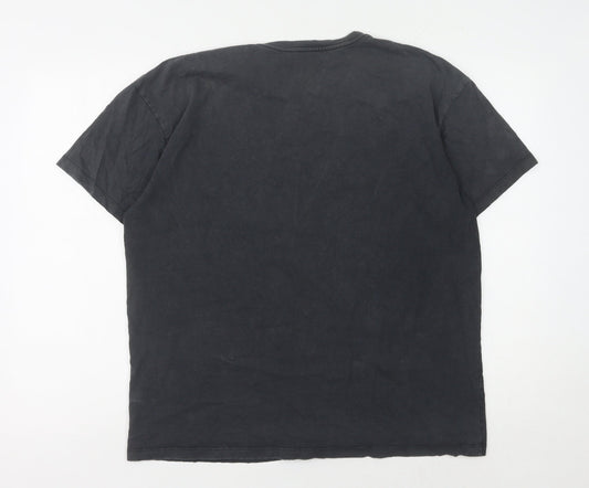 AllSaints Men's Black Medium Oversized Graphic T-Shirt