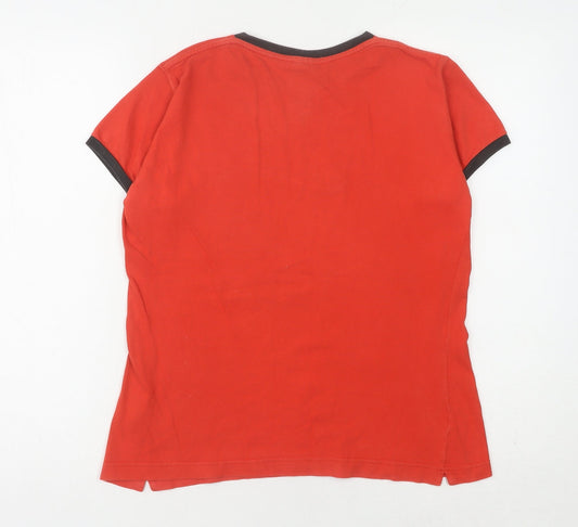 Nike Women's Red Ringer T-Shirt, S, Cotton, Casual