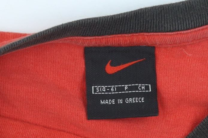 Nike Women's Red Ringer T-Shirt, S, Cotton, Casual