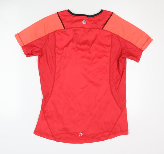 Craft Women's Red V-Neck T-Shirt L Running