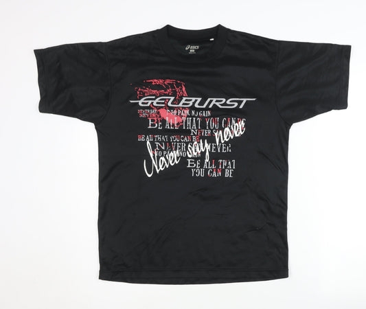 Additional front view of Asics Men's Black Graphic Jersey T-Shirt S