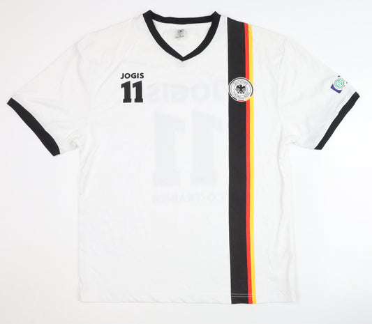 DFB Adult White Football Shirt - JOGIS 11, Size L, Short Sleeves
