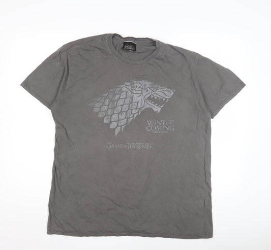 Game of Thrones Men’s Grey T-Shirt, Short Sleeve, Crew Neck