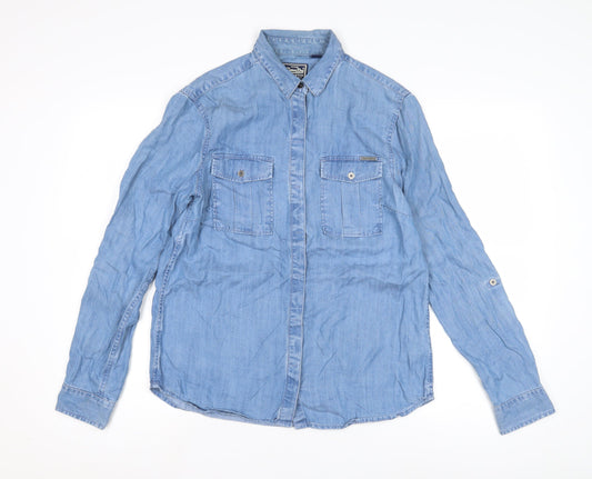 Superdry Women’s Blue XS Button-Up Chambray Shirt