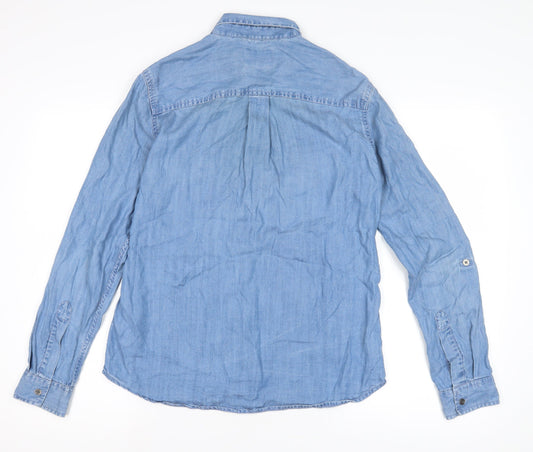 Superdry Women’s Blue XS Button-Up Chambray Shirt