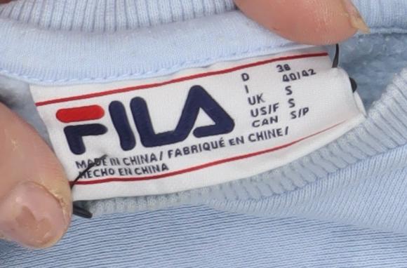 FILA Boys Blue Logo Sweatshirt S, Crew Neck, Long Sleeve