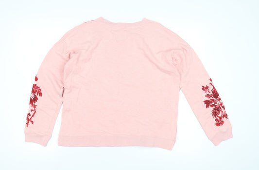 Jack Wills Pink Floral Embroidered Sweatshirt Size 8