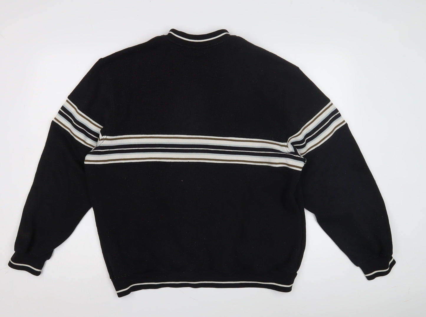 Lotto Men's Black Striped 1/4 Zip Sweatshirt L